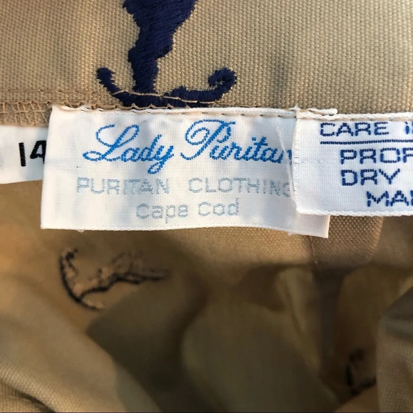 Vintage Lady Puritan Cape Cod Embroidered Khaki Skirt - Picture 6 of 12